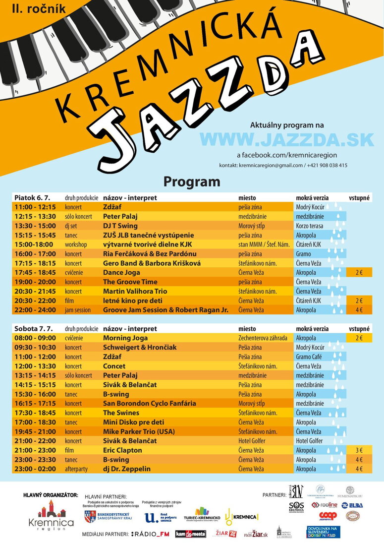Program 2. ročníka festivalu Kremnická jazzda 2018
